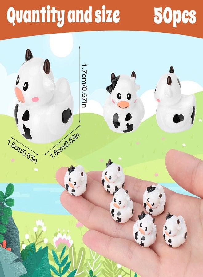 GGSTDDUP 50 Pcs Cow Ducks Toy Figures, Mini Cow Resin Ducks Bulk, Tiny Cows Figurine Dress up Duck Toy for Party Favors (Cow) - Image 2